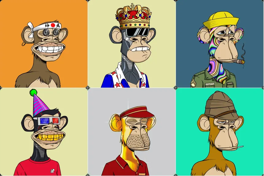 Bored Ape Yacht Club NFT collection — cartoon apes with accessories